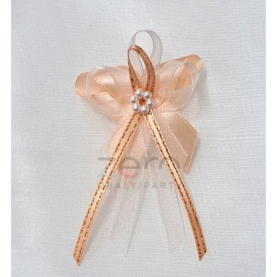 Vonička (vývazek) svatební - losos-zlatá s perlovým květem I – Zboží Mobilmania