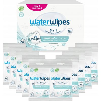 WaterWipes Vlhčené ubrousky Sensitive+ On The Go, 100 ks, 10 x 10 ks – Hledejceny.cz