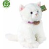 Plyšák Eco-Friendly kočka bílá sedící 25 cm