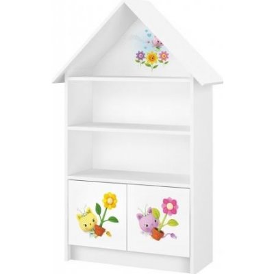 Dřevěná knihovna/skříň na hračky Nellys Domeček, Flowers – Sleviste.cz