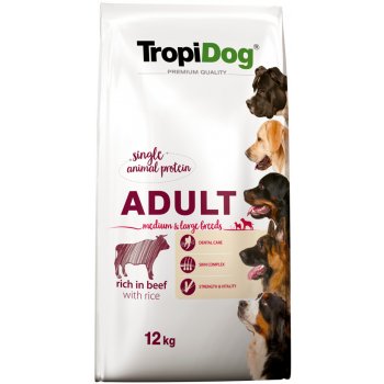 TROPIDOG Premium Adult Medium & Large breed Rich v HOVĚZÍM s RÝŽÍ 12 kg