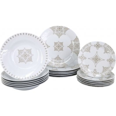 by inspire porcelánová sada talířů Ronda Baroko taupe 18 ks – Sleviste.cz