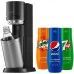 SodaStream DUO Black + Sirup Pepsi 440 ml + Sirup Mirinda 440 ml + Sirup 7UP 440 ml – Sleviste.cz