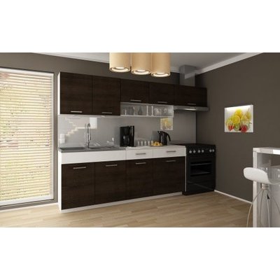 FRONTI Kuchyňská linka TATIANA 240x180 cm Wenge + Bílý mat – Zboží Dáma