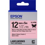 EPSON POKLADNÍ SYSTÉMY Epson zásobník se štítky – saténový pásek, LK-4HKK, černá/růžová, 12 mm (5 m) C53S654031