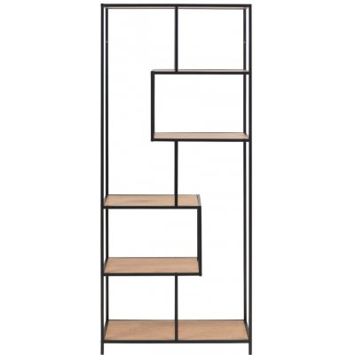 Actona Seaford knihovna přírodní/černá 77x185x35 cm – Hledejceny.cz