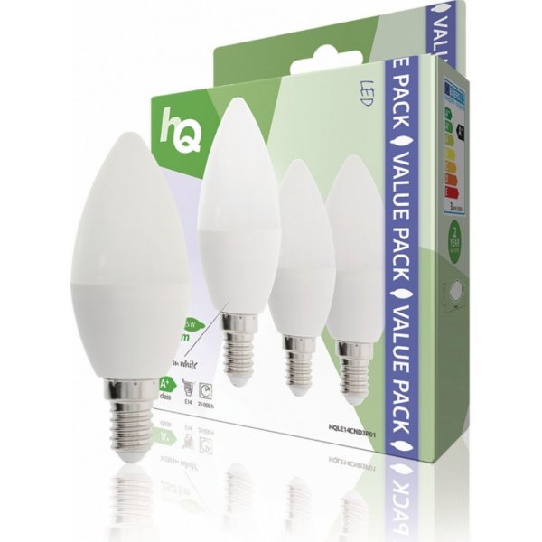 Žárovka HQ LED žárovka matná 3 W E14 svíčka teplá bílá 3 ks