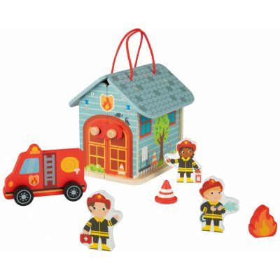 Playtive Dřevěný domeček s figurkami hasiči – Zboží Dáma