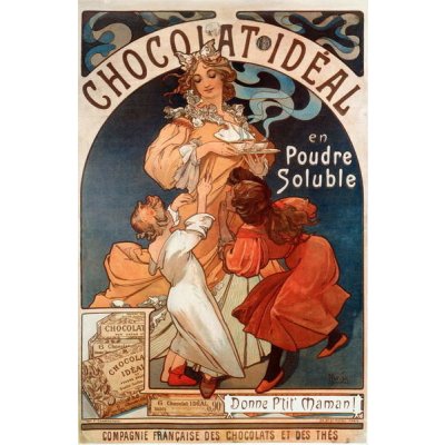Mucha, Alphonse Marie - Obrazová reprodukce Chocolate Ideal, (26.7 x 40 cm) – Zboží Mobilmania