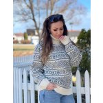 Wooline Vlněný rolák s norským vzorem SARAH šedobílá – Zboží Dáma Wooline Vlněný rolák s norským vzorem SARAH šedobílá – Zboží Dáma