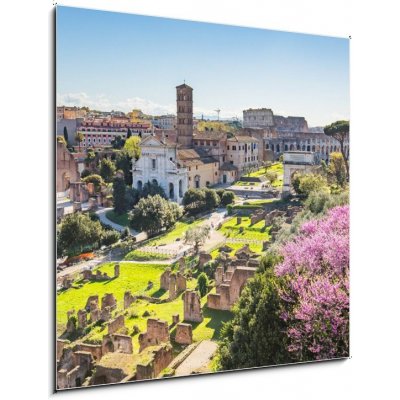 Skleněný obraz 1D - 50 x 50 cm - The aerial view of Roman Forum in Rome, Italy Letecký pohled na Římské fórum v Římě, Itálie – Hledejceny.cz