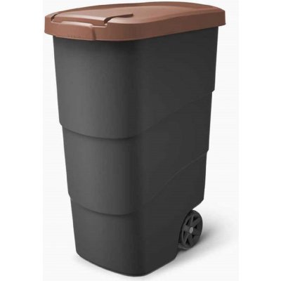 Prosperplast Wheeler 90 l s kolečky a víkem hnědý – Sleviste.cz