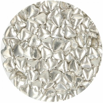 Funcakes Cakesupplies Cukrářské zdobení - stříbrná srdíčka 80 g – Zboží Dáma