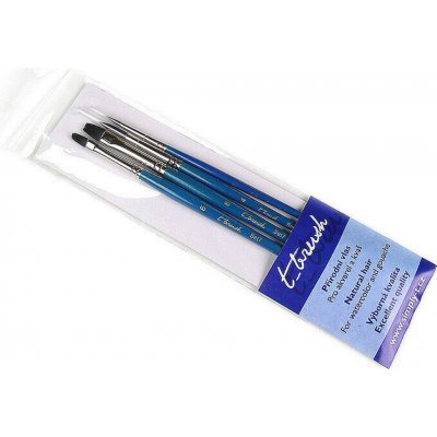 Sada 4 ks přírodních štětců s krátkou rukojetí Simply-T Academy č.7 – Zboží Dáma