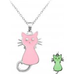 Minet Svítící růžový stříbrný kočička JMAD0024PN38 – Hledejceny.cz