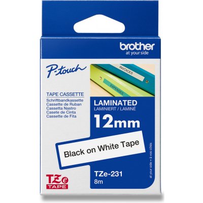Brother TZE-231e - náhradní páska - 12 mm x 8 m, černo-bílá – Sleviste.cz
