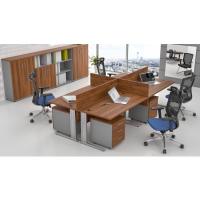 NABYTEK-DESIGNOVY.CZ - ZEP 4.6 19 Sestava kancelářského nábytku Komfort 4.6 ořech/šedá – Zboží Dáma