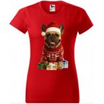 Vánoční tričko s Francouzským buldočkem dámské – Zboží Dáma Vánoční tričko s Francouzským buldočkem dámské – Zboží Dáma