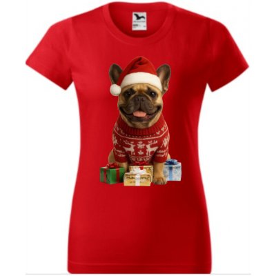 Vánoční tričko s Francouzským buldočkem dámské – Zboží Dáma