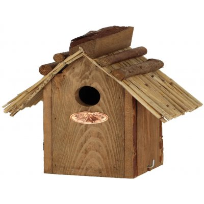 Esschert Design Dřevěná Budka "BEST FOR BIRDS" antik, slaměná střecha Střízlík obecný 21 cm – Hledejceny.cz