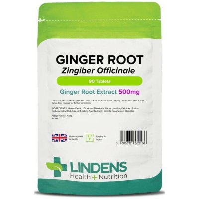 LINDENS Health + Nutrition Zázvor 500 mg, 90 tablet – Hledejceny.cz
