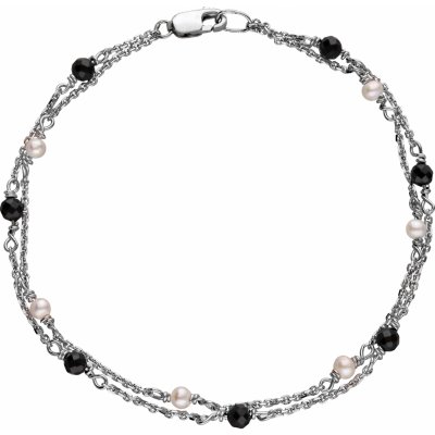 Zlaton Náramek bílé zlato s perlami a kuličkami anker vel.18 2.7g 000110309246 – Zboží Mobilmania