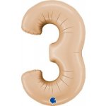 GRABO fóliový balónek ČÍSLICE KRÉMOVÁ 3 102cm,40 nafukovací – Sleviste.cz