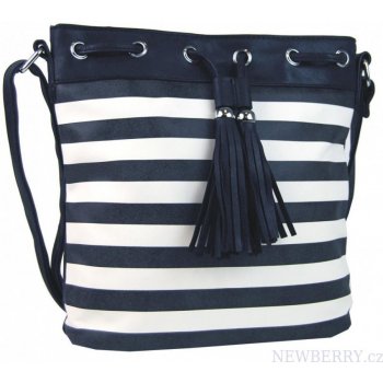 pruhovaná crossbody kabelka H0468 Modro-bílá