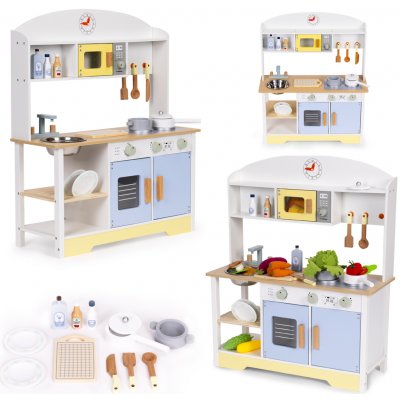 ECOTOYS Dětská dřevěná kuchyňka s 12 doplňky TL103013 – Sleviste.cz