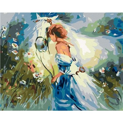 Zuty Malování podle čísel Dívka s běloušem 100 x 80 cm bez rámu a bez vypnutí plátna – Hledejceny.cz