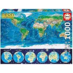 Educa 16760 NEON Series Neon World map 1000 dílků – Zbozi.Blesk.cz