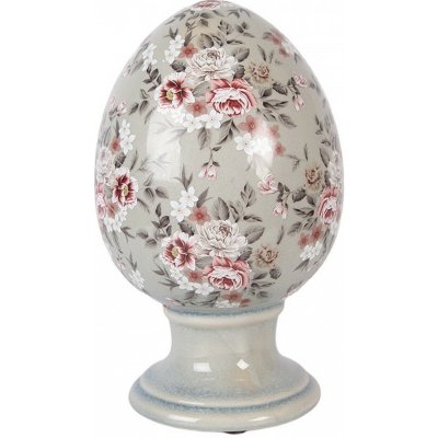 Clayre & Eef Zelené keramické vajíčko s květy Floria L Ø 15*24 cm – Hledejceny.cz