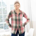 Dlouhá košile z kostkovaného flanelu růžová/zelená – Zboží Dáma