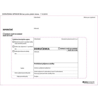 Obálky B6 s doručenkou, vytrhovací okénko - bílá / 1000 ks – Zboží Živě