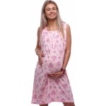 Růžová noční košilka bez rukávů s vínovým květinovým vzorem na knoflíky pro těhotné a kojící ženy. 1C4098 růžová – Zboží Mobilmania