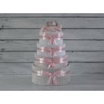 dortNEdort Čtyřpatrový plenkový dort II. Šedo - růžový s růžovým sloníkem – Zboží Mobilmania