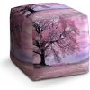 Sedací vak a pytel Sablio taburet Cube růžový strom 40x40x40 cm