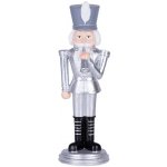 MagicHome Dekorace Vánoce Louskáček s trubkou stříbrná polyresin 20x20x30 cm – Hledejceny.cz