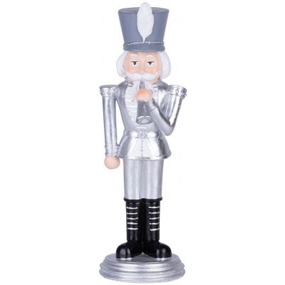 MagicHome Dekorace Vánoce Louskáček s trubkou stříbrná polyresin 20x20x30 cm – Hledejceny.cz