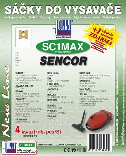 ETA Sencor JOLLY Sáčky do vysavače SC1 MAX textilní 4 ks a filtr pro vysavač  od 126 Kč - Heureka.cz