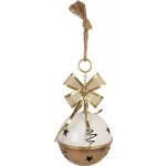 Clayre & Eef Bílo-zlatá vánoční dekorace kovová rolnička s mašlí - Ø 19*45 cm – Hledejceny.cz