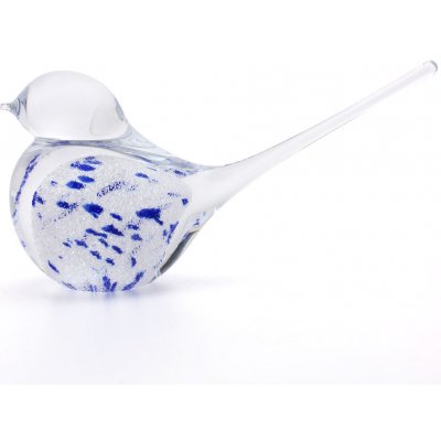 Artcristal Bohemia Skleněný ptáček 03 Bílá / Modrá,, 15 cm | České hutní sklo – Zboží Dáma