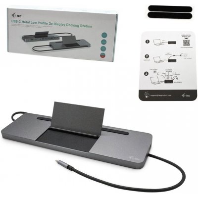 i-Tec USB-C Metal Ergonomic 4K 3x Display Docking Station + Power Delivery 85 W C31FLATDOCKPDPRO