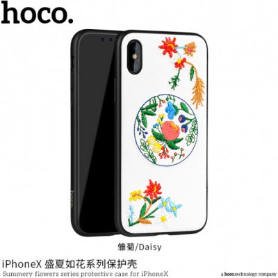 Pouzdro HOCO ochranné se vzorem véšivky Apple iPhone XS / iPhone X - růžové květina