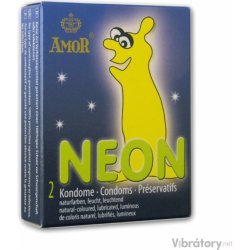 Amor neon svítící latexové kondomy 2ks
