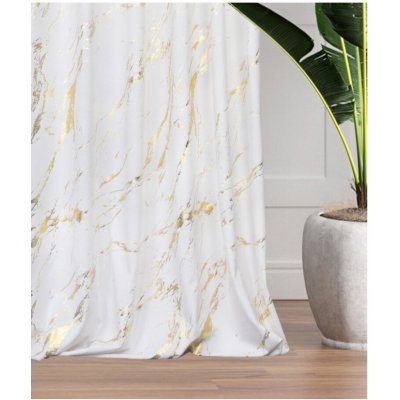 Fliying Sametový závěs na pásce L 786 bílý/zlatý, 140x250 cm (cena za 1 kus) – Zboží Dáma