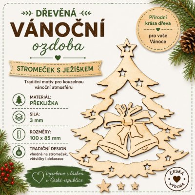 ADVIPO Dřevěná vánoční ozdoba Stromeček se srnkami 90 × 95 mm – Hledejceny.cz