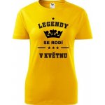 Žluté dámské tričko Legendy se rodí v květnu dárek k 60 narozeninám pro ženu – Sleviste.cz
