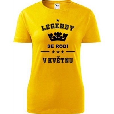 Žluté dámské tričko Legendy se rodí v květnu dárek k 60 narozeninám pro ženu – Sleviste.cz