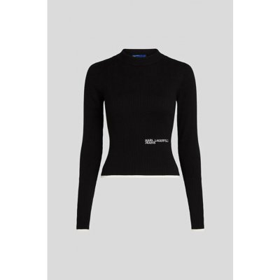 KARL LAGERFELD SVETR JEANS KLJ MOCK NECK SWEATER BLACK – Zboží Dáma